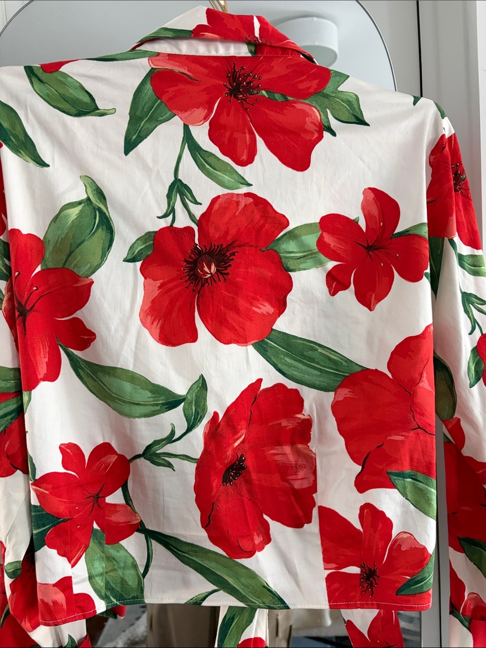 MANGO Floral Tie-Front Blouse - Red & Green - Picture 2 of 4